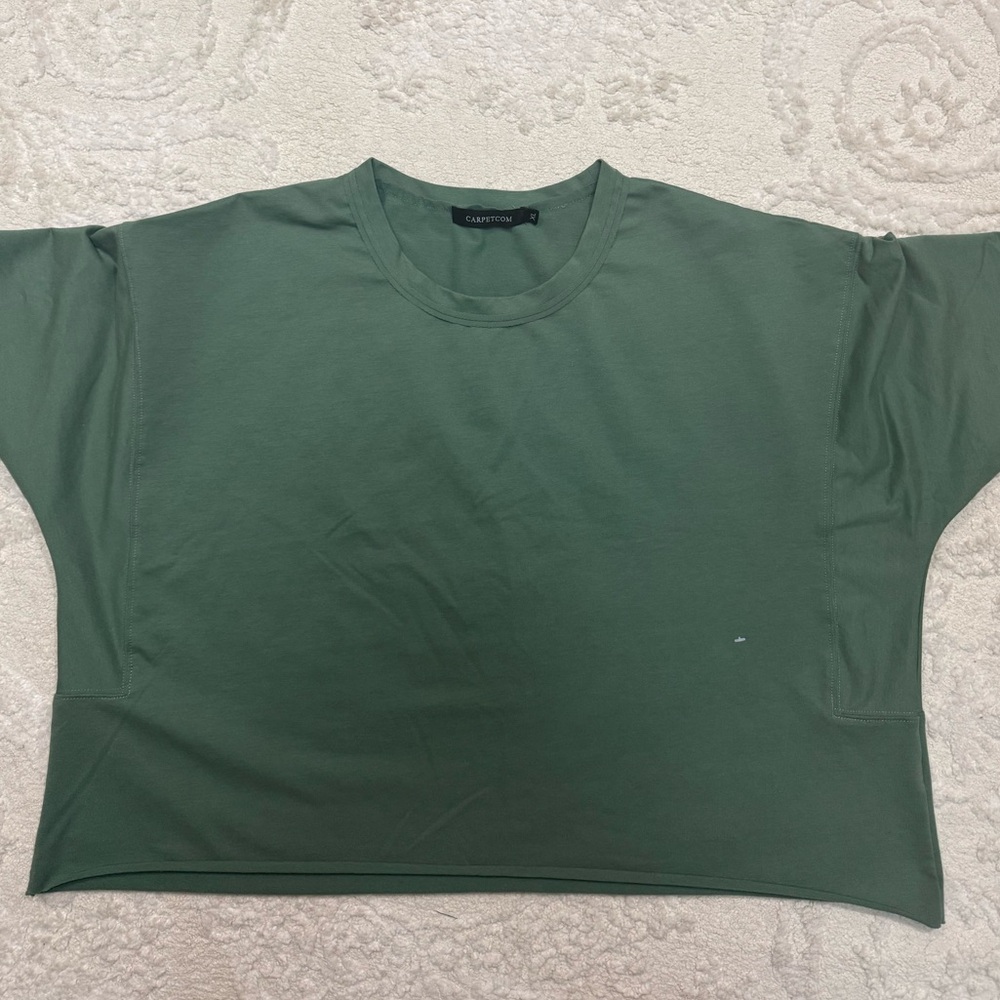 Carpetcom Green‎ Boxy Oversized Crop Tee Women’s XL Short Sleeve